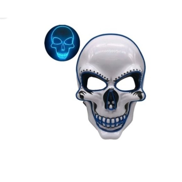 Halloween Mask,LED Glowing Horror White Skull Mask,Grim Reaper Mask,Cosplay Mask - Picture 6 of 6